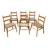 Wooden chair with straw seat - yngve ekström - sweden - circa 1960