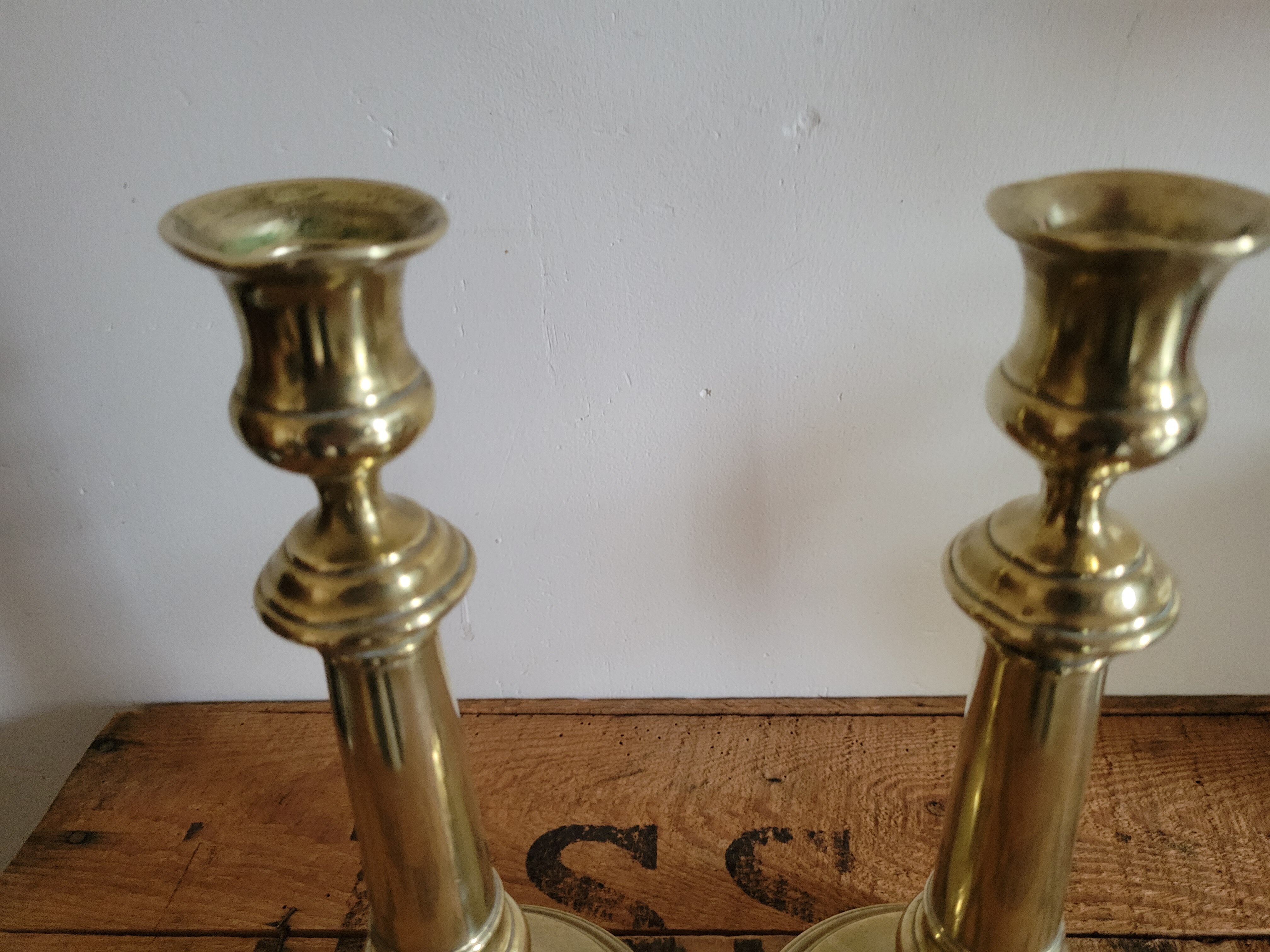 Pair of Louis Philippe brass candle holders