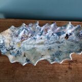 Iridescent enamelled leaf catchall, signed Gfredy.