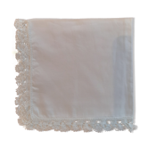 Square placemat cotton thread. Border with fine hook, handmade. 50s.
