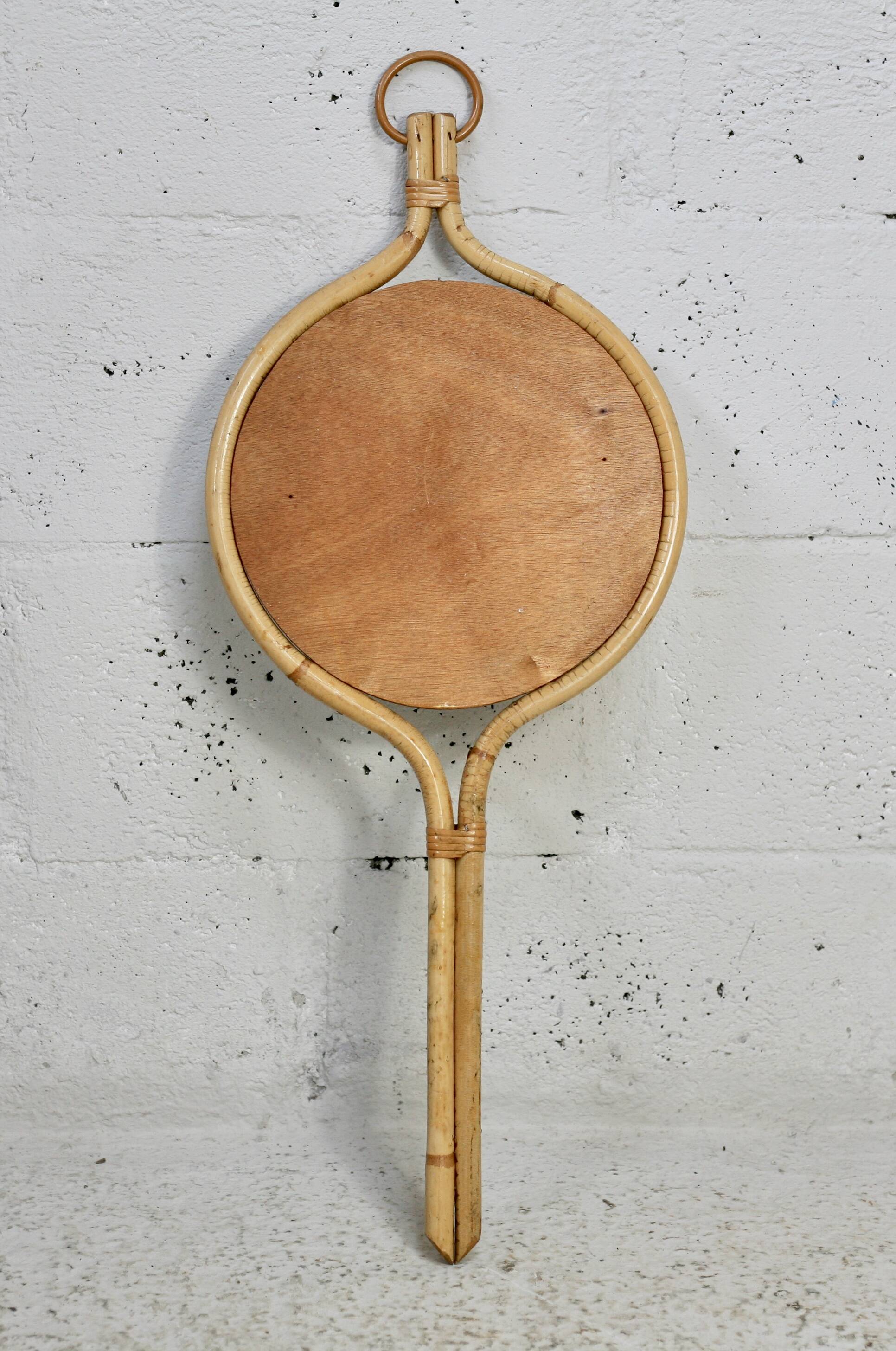 Rattan mirror in the style of Louis Sognot, France, 1950