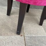 Paire de tabourets design en velours framboise