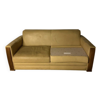 Canapé Hugues Chevalier - modèle Pullman 190 - Cuir et Sycomore