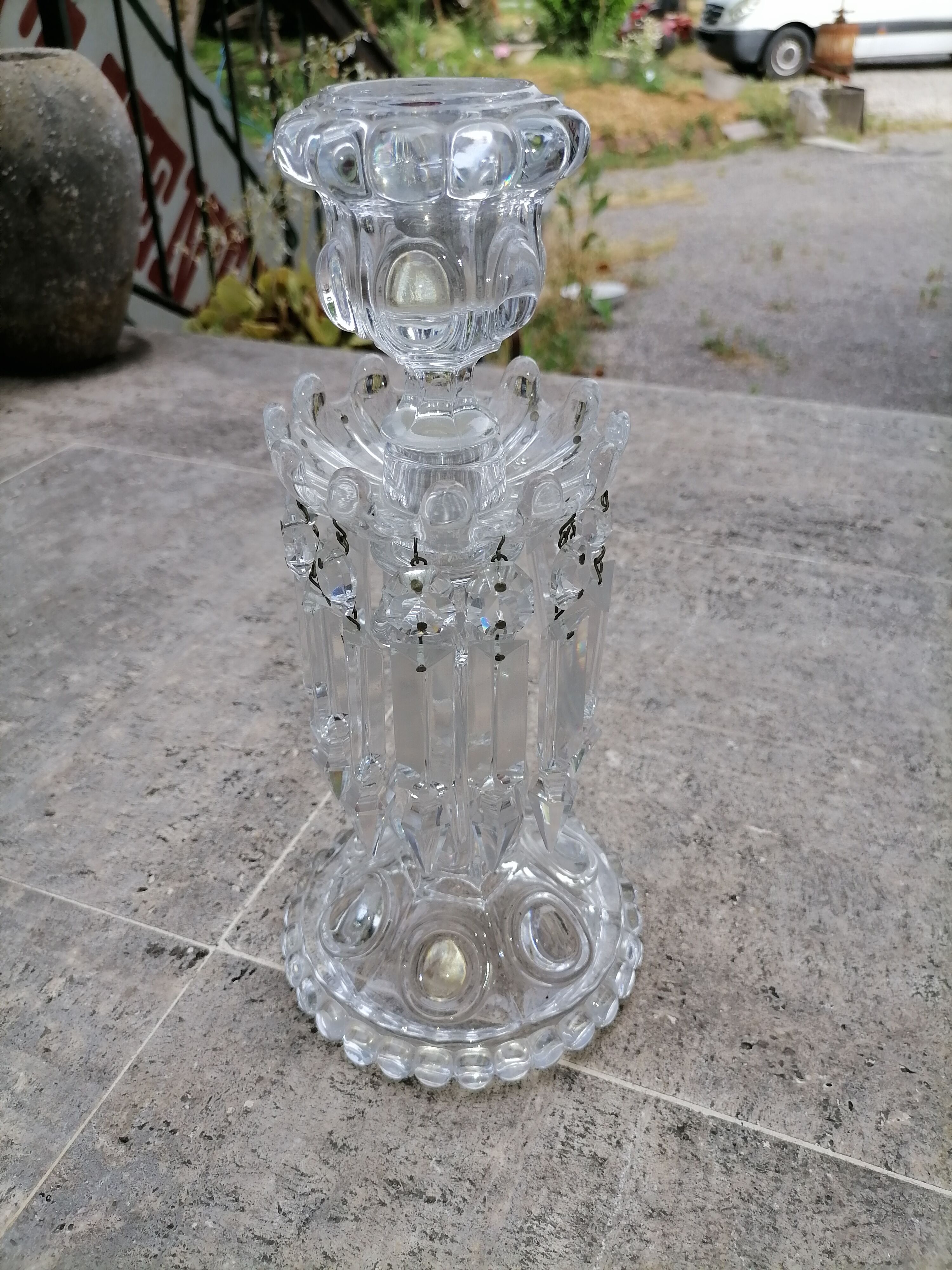 Chandelier verre et pampille de cristal