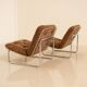 Pair of brown "666" low chairs by Kho Liang for Artifort 70's