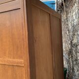 Vintage solid oak cross-braced wardrobe 1940