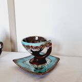 Impressionnant service à café français en céramique de Vallauris, design de style milieu du siècle