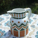 Longwy décor art deco 1930s earthenware pitcher