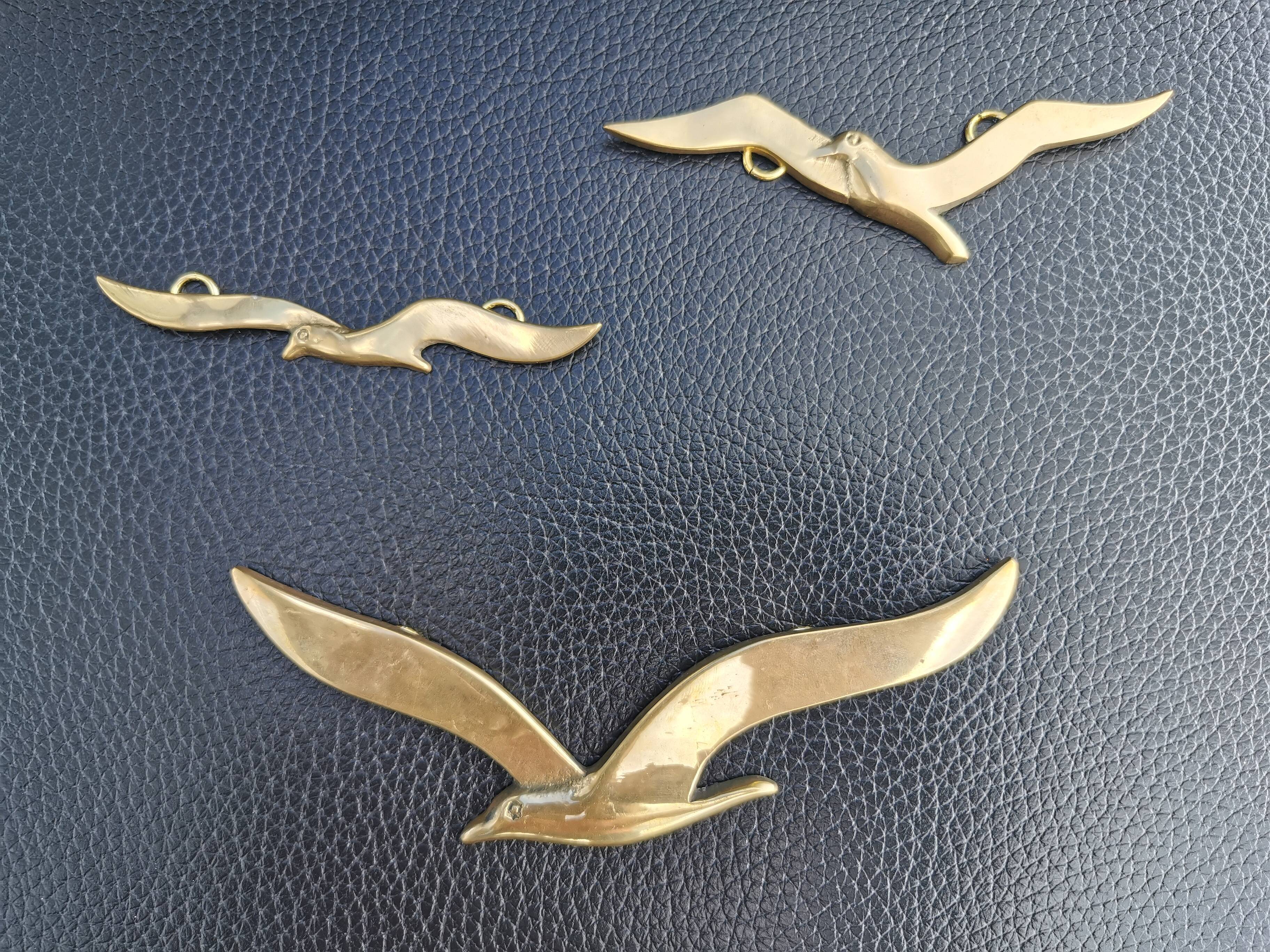 Set of 3 brass birds