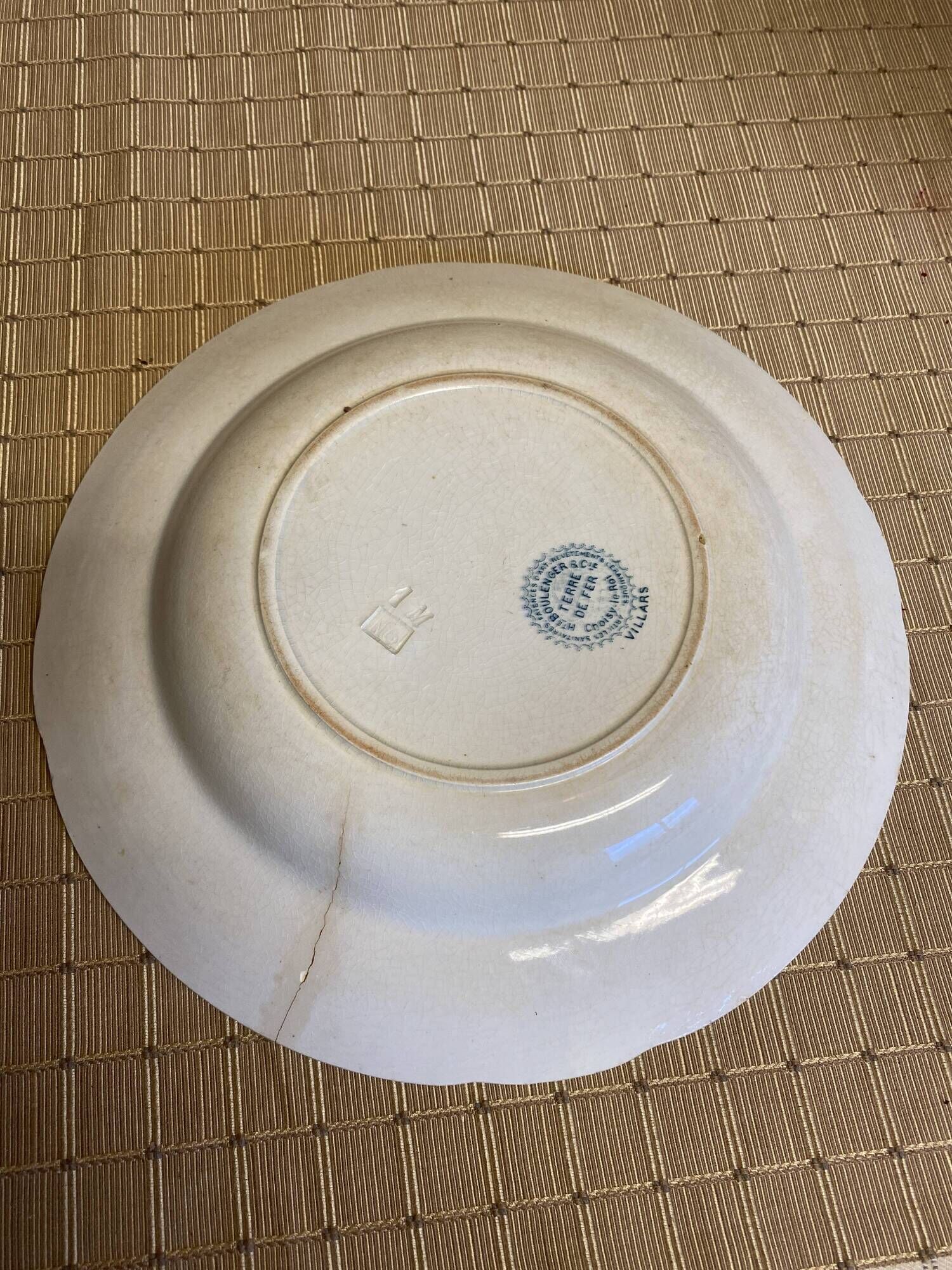 5 flat plates H.BOULENGER and cie Terre de fer, choisy le roi VILLARS