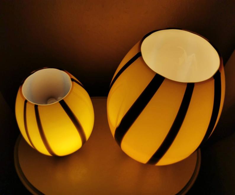 Set of 2 Italian lamps in Volux glass, 80s