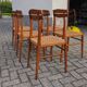 5 chaises paille tressée 60's