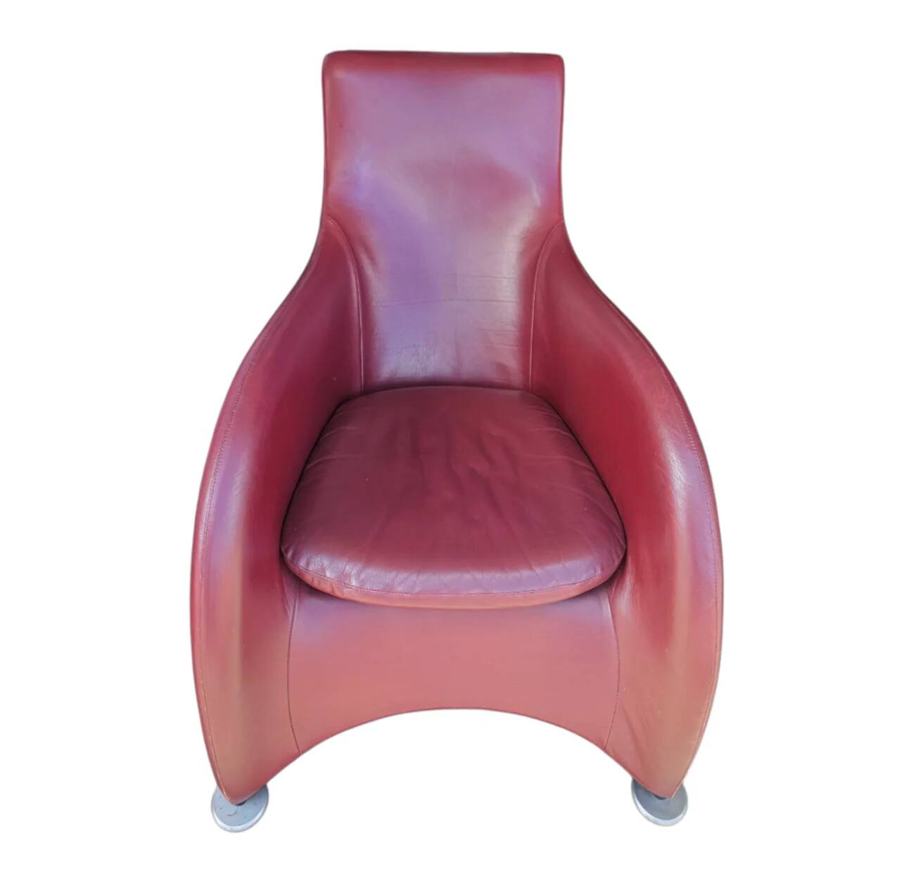 Fauteuil Montis / Gerard van den Berg / années 1990 / Cuir rouge bordeaux