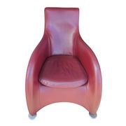 Fauteuil Montis / Gerard van den Berg / années 1990 / Cuir rouge bordeaux