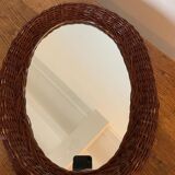 Oval wicker mirror