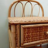 Table de chevet en rotin vintage 60'