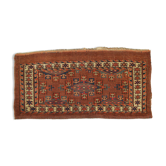 Antique Persian Turkmen Rug Handwoven Rust Wool Oriental Area Rug- 43x82cm