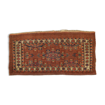 Antique Persian Turkmen Rug Handwoven Rust Wool Oriental Area Rug- 43x82cm