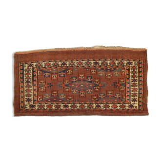 Antique Persian Turkmen Rug Handwoven Rust Wool Oriental Area Rug- 43x82cm