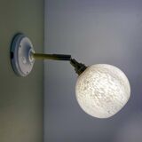 Vintage globe wall lamp in white Clichy glass