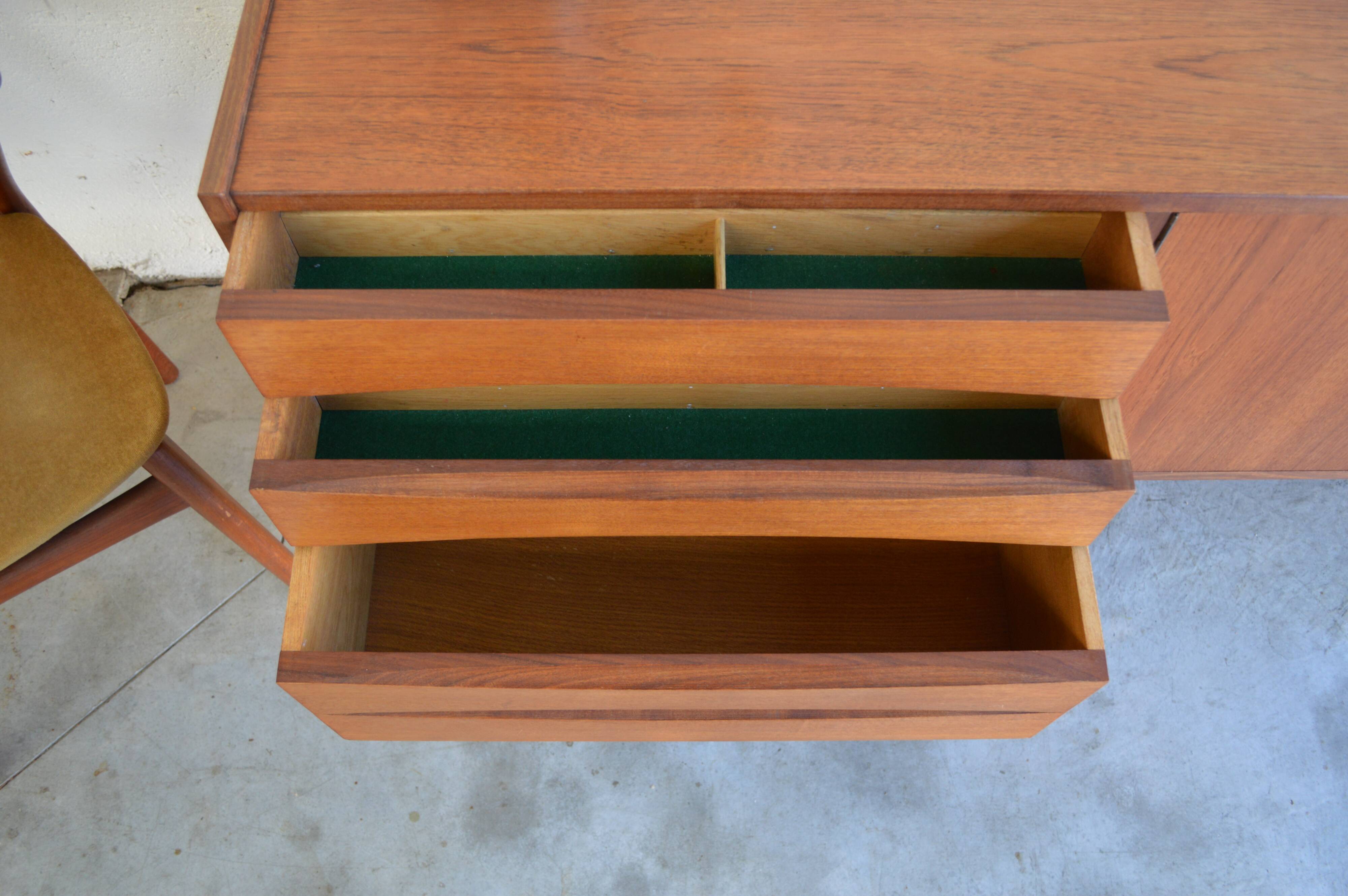 Symmetrical Danish teak sideboard 221cm