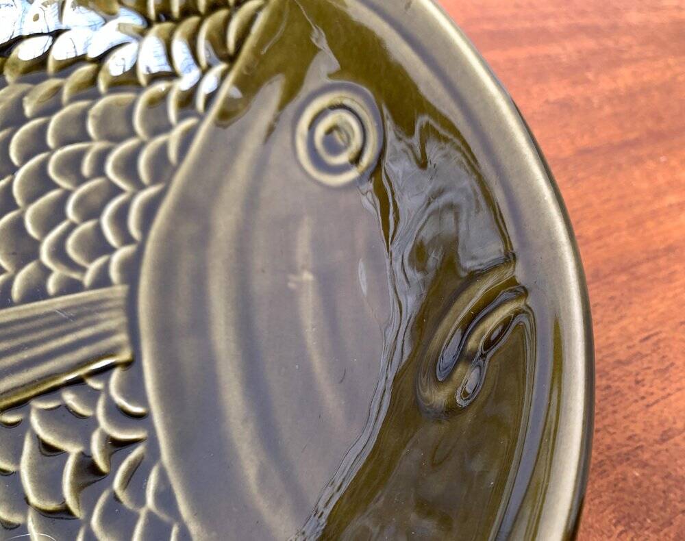 Vintage ceramic bowl with fish pattern by Secla, 1970s.