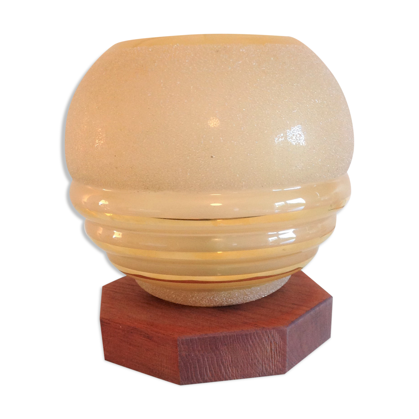 Bedside lamp globe in beige granite glass art deco style