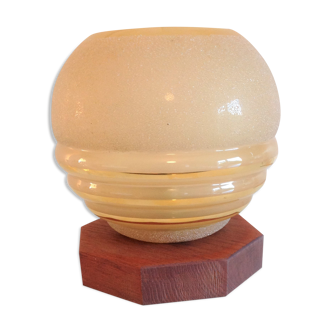 Bedside lamp globe in beige granite glass art deco style