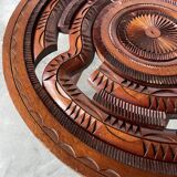 Table basse années 60 tripode bois ciselé