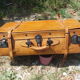 Old quality brown leather suitcase from the 60s