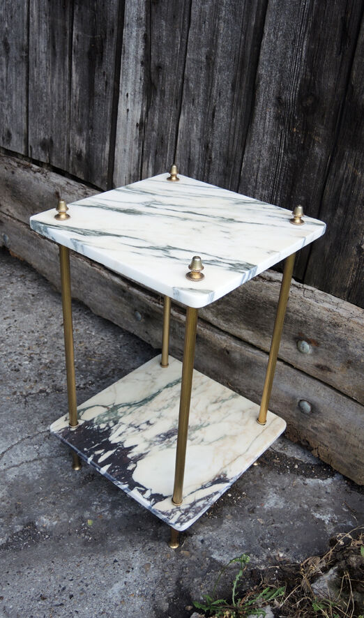 Side table in marble and brass