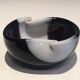 Two-Coloured Black and White Glass Dish with Swirls, circa 1970