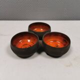 Beautiful bowl (composed of 3 bowls) with orange/red glaze inside