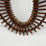 Mirror frame sun in oval rattan vintage drop shape 44x62cm