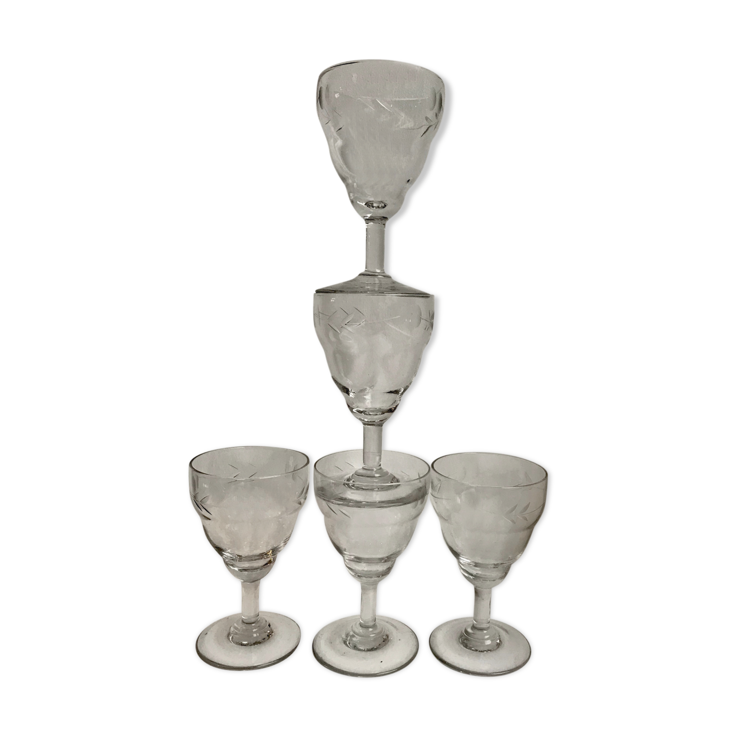 Lot of 5 small 50s/60s crystal glasses