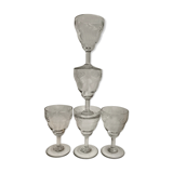 Lot of 5 small 50s/60s crystal glasses
