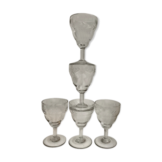 Lot de 5 petits verres en cristal années 50/60