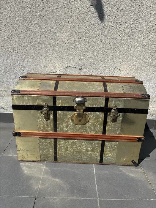 Antique Brass Steamer Trunk Early 1900s