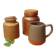 Trio of pottery & decorative stoneware pitcher - vintage