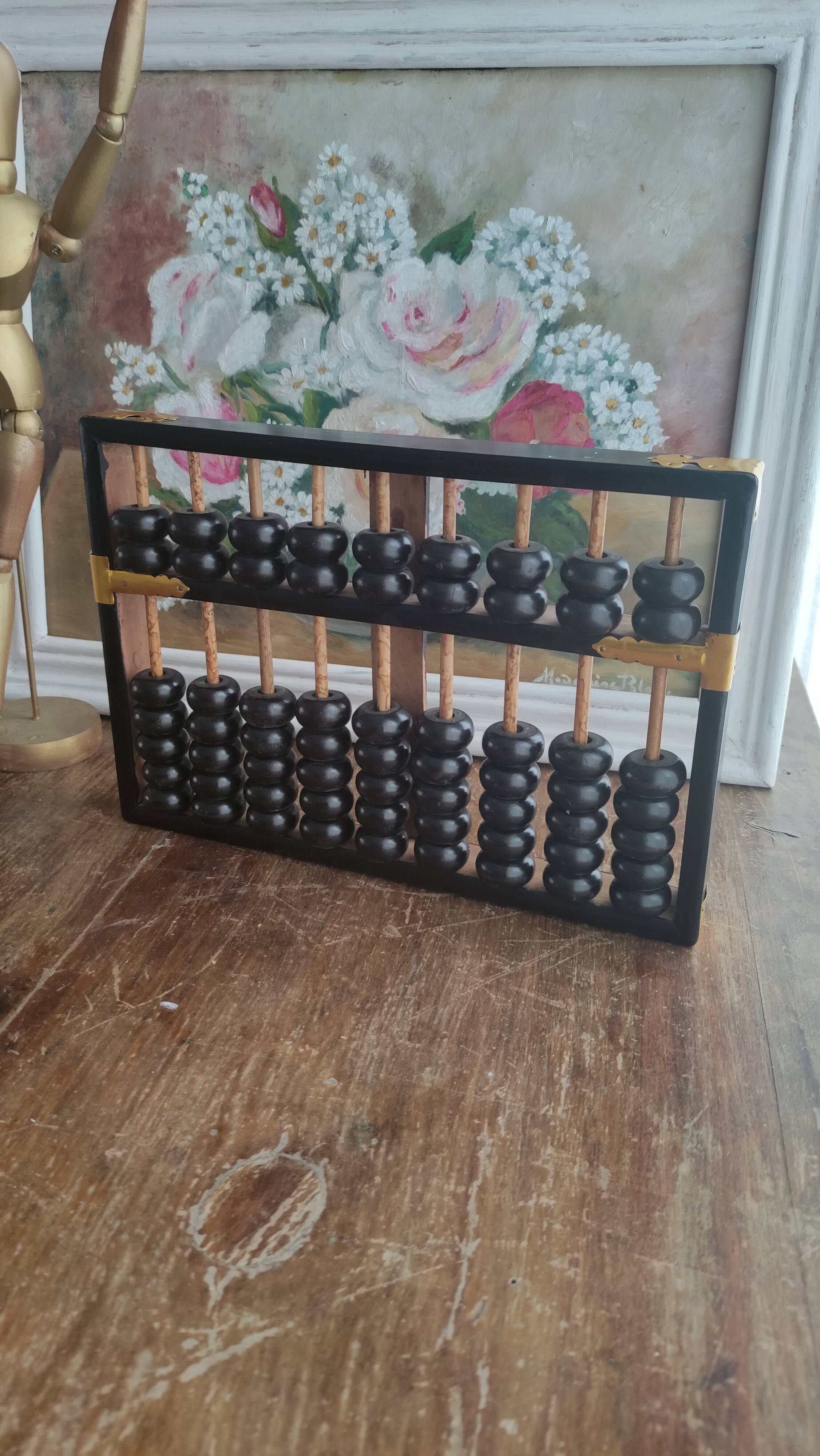 Boulier chinois en bois et laiton