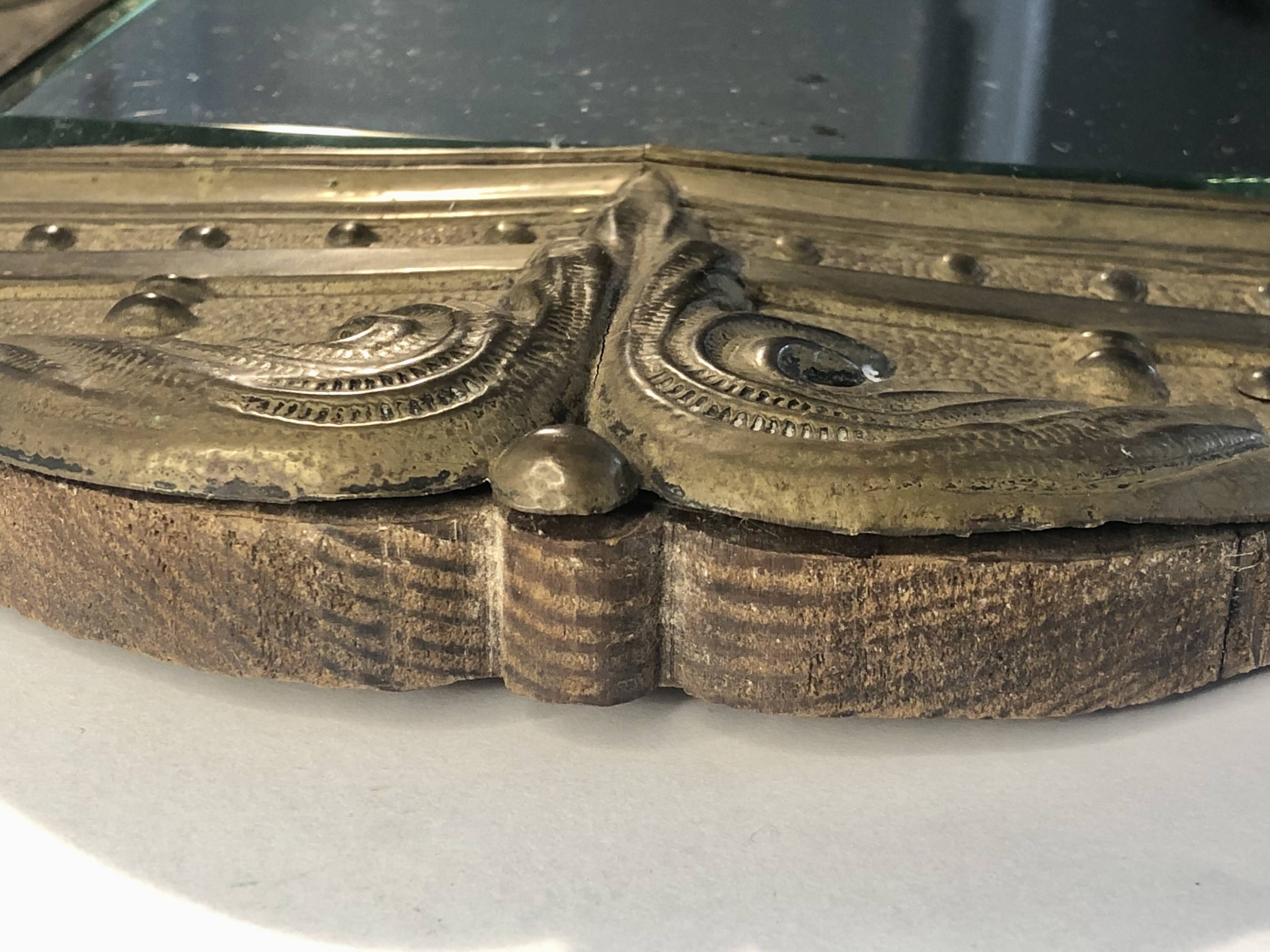 19th Century Repoussé Copper Mirror