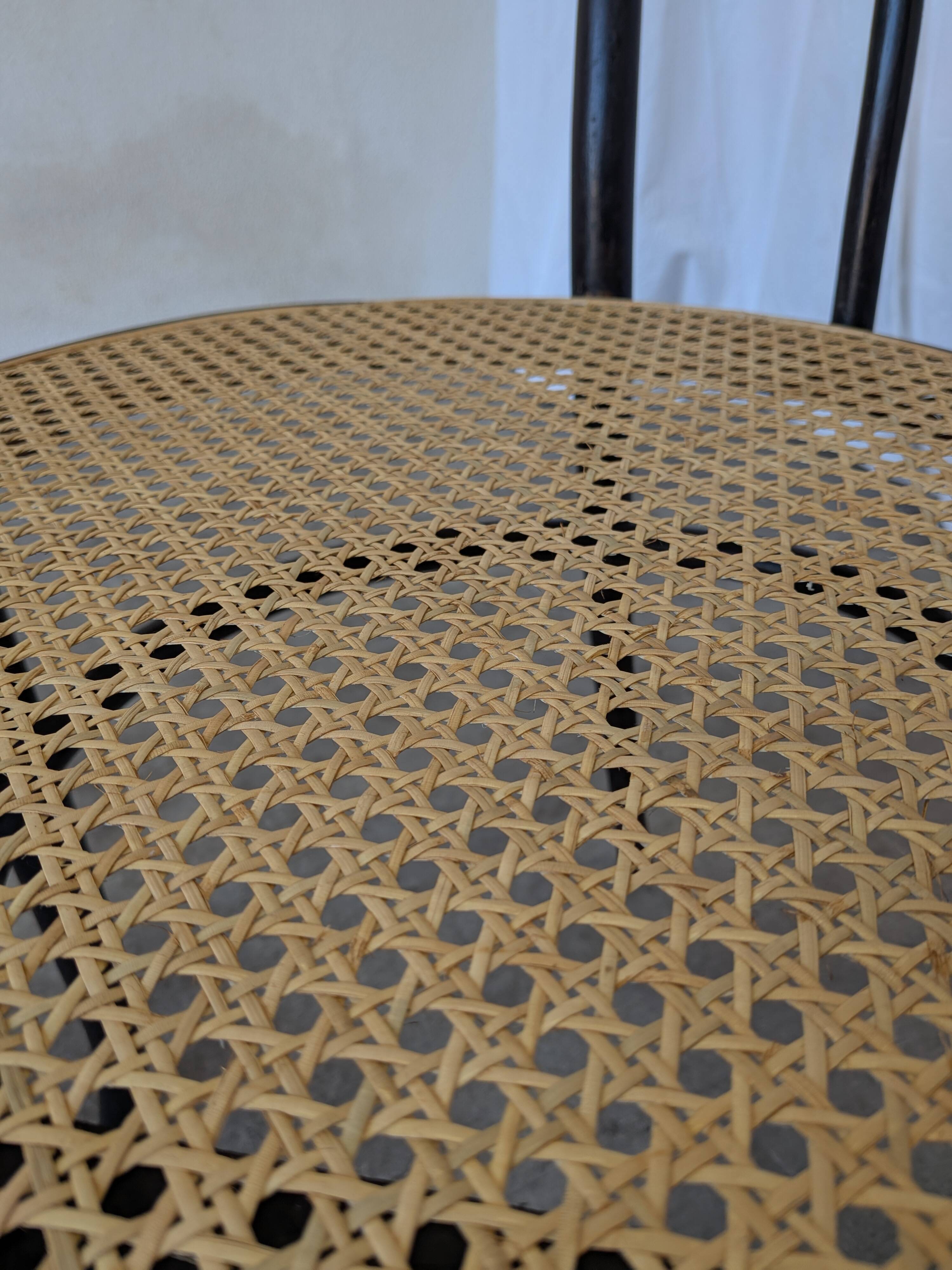 Vintage Thonet Style Dining Chair: Black Bentwood Cane Seat