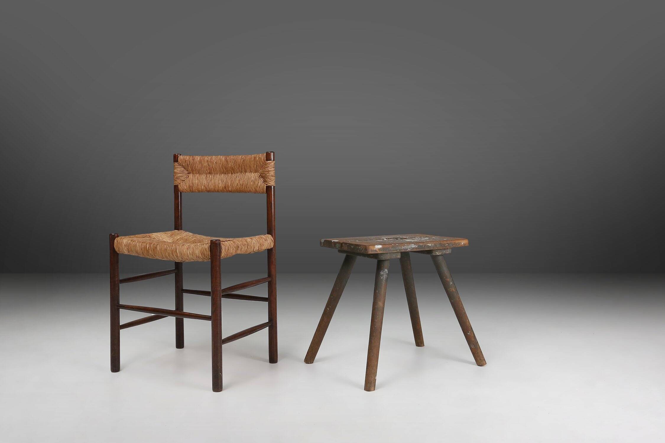 Industrial French Wooden Painters Stool, 1930s
