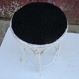 Old curved wooden stool revisited patinated white