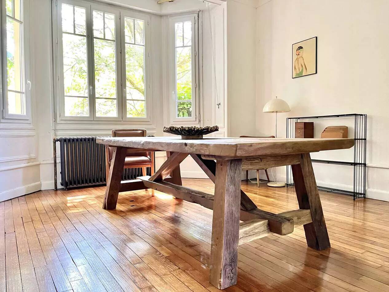 Tower antique oak farmhouse table - 200 cm long