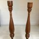 Pair of large wooden candlesticks