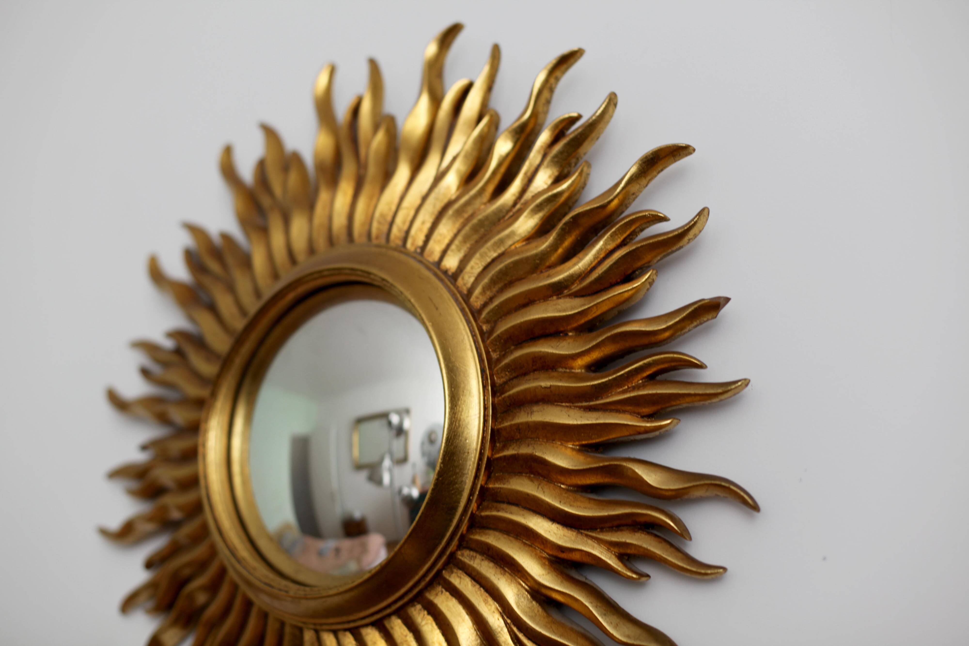 1950s witch's eye mirror in gold leaf "made in France"
