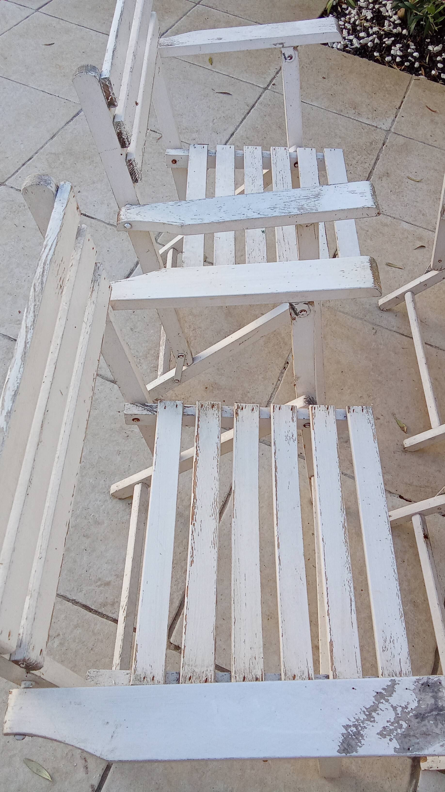 5 vintage wooden garden armchairs gleizes