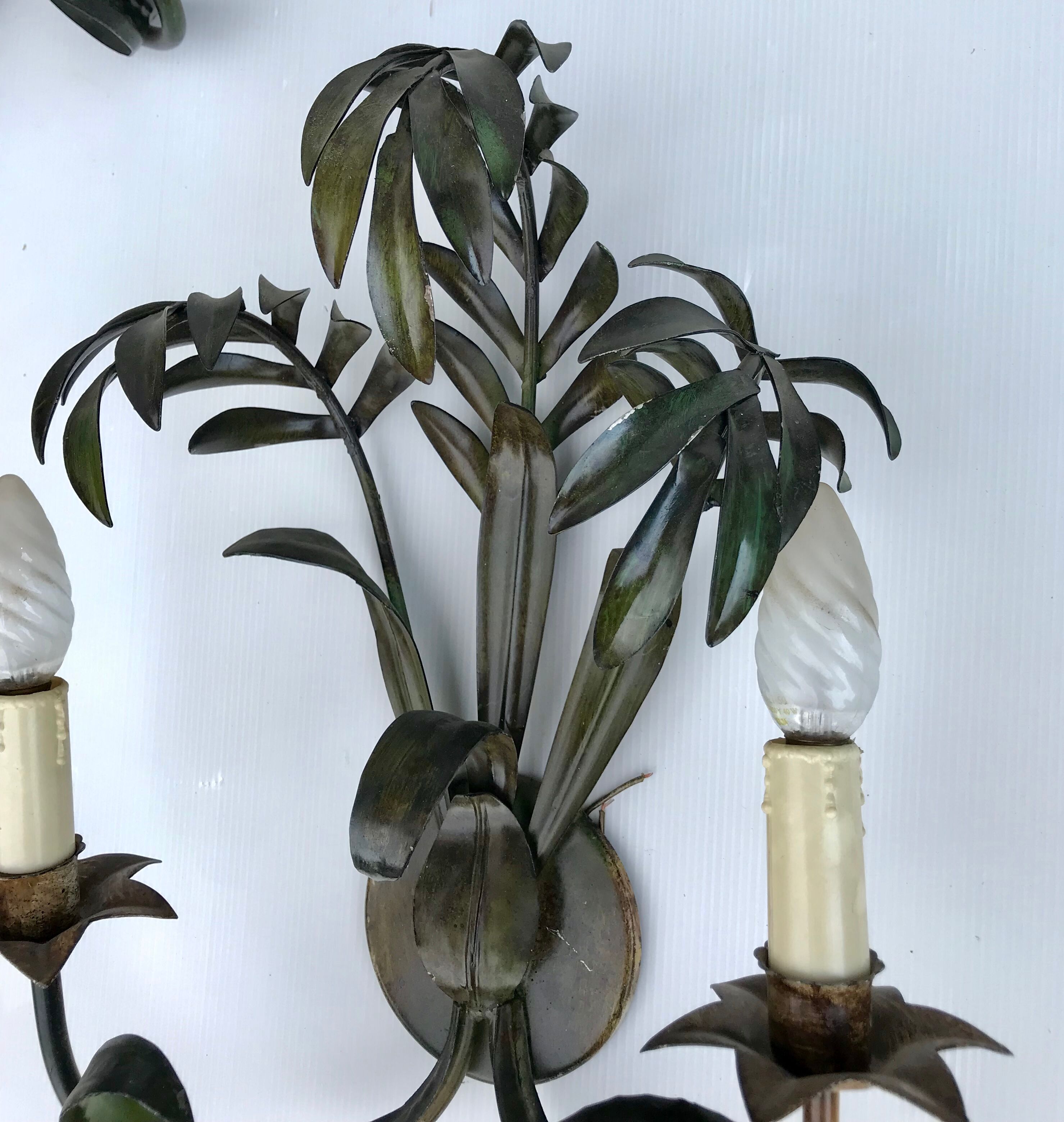 Pair of vintage palm leaf appliques