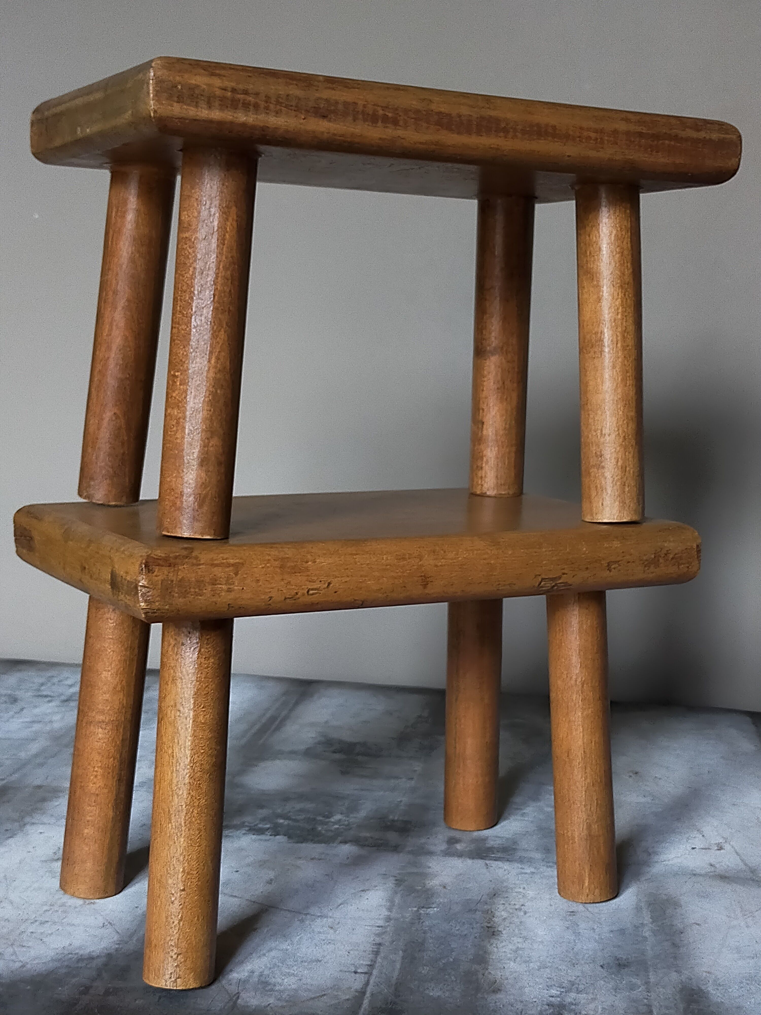 Pair of vintage oak footrests